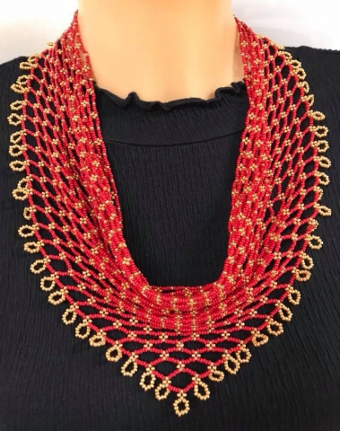 Red Fine Beading Necklace