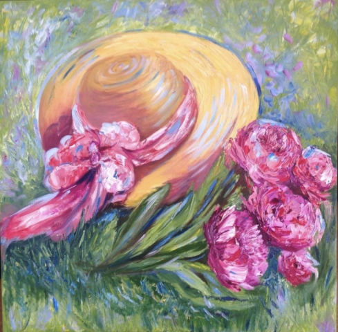 Summer Hat & Flowers Painting